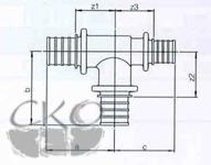  Тройник Rehau Rautitan с уменьш. торцевым проходом 32-32-20 MX
