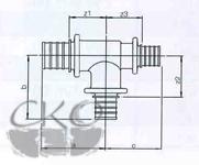  Тройник Rehau Rautitan с уменьш. боковым и торцевым проходом 63-32-50 MX