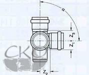  Крестовина двухплоскостная Rehau, 87°, z1=57, z2=62, z3=62