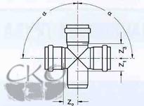 Крестовина одноплоскостная Rehau, 87°, z1=57, z2=62, z3=62